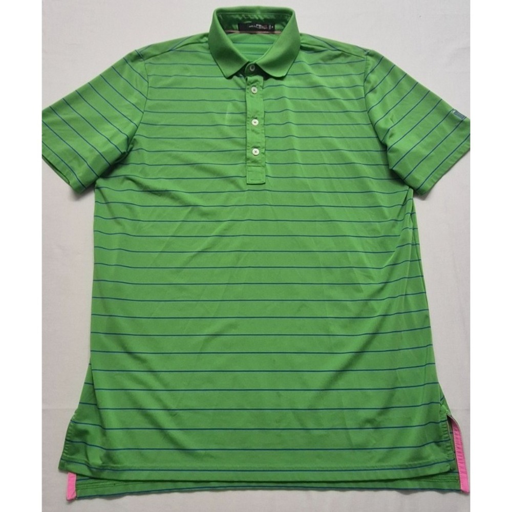 RLX Ralph Lauren men's green striped golf polo shirt Medium short sleeve outdoor
